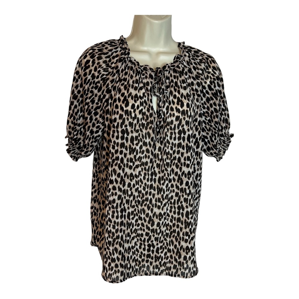 LOFT Animal Print Semi Sheer Top Blouse Shirt size Small